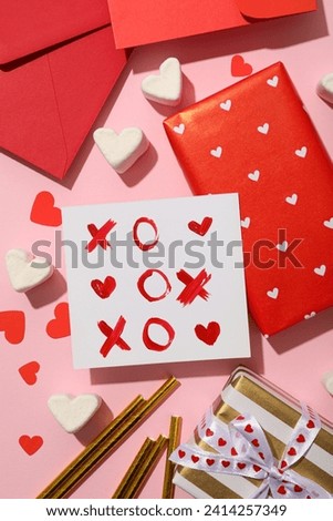 Gifts for Valentine's Day, on a light background, flat lay.
