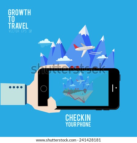 Phone growth to travel /check in photo