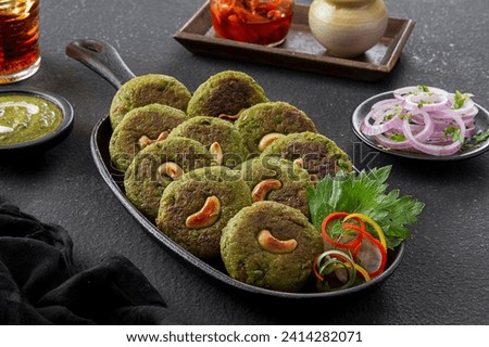 Hara Bhara Kebab in dark background restaurant style Royalty-Free Stock Photo #2414282071