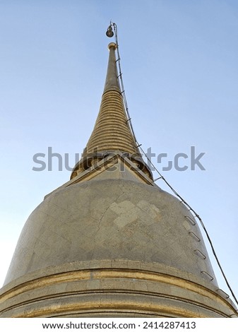 Wat Saket pagoda temple, Golden Mount in Bangkok, Thailand in a summer day:Use for website banner background,backdrop