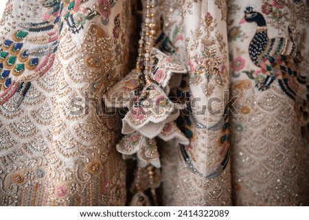 Indian Bride lehenga. Indian bride weeding skirt (lehanga). Royalty-Free Stock Photo #2414322089