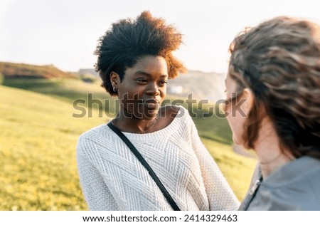 Two best friends outdoors stock photo
