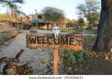 Welcome, entrance sign, skull, scary, Namibia