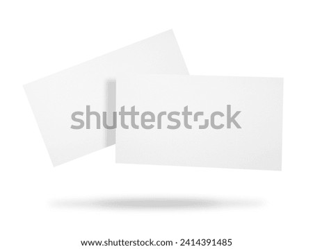 Blank business cards in air on white background. Mockup for design