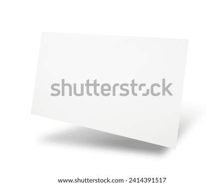 Blank business card in air on white background. Mockup for design