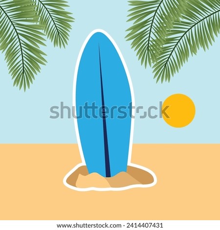 surfing board colorful summer icon sticker