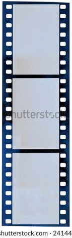  long 35mm film strip isolated with blue scanning light error, png asset, film photo placeholder.