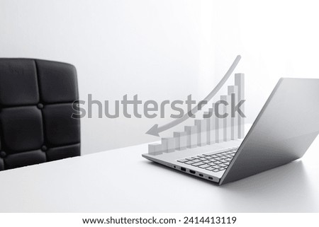 Notebook with regressive graph on white background