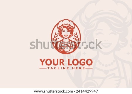 Fimale Chef Vector Illustration Logo Love Mom app design Cute Romantic vector for Greeting Day Chef Mom Restourant Royalty-Free Stock Photo #2414429947
