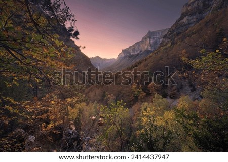 Spain- huesca- ordesa national park- sunset at aragonese pyrenees