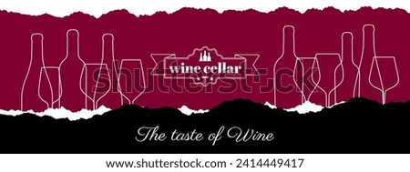 horizontal banner for wine designs. Web header. Torn paper frame. Vector Royalty-Free Stock Photo #2414449417