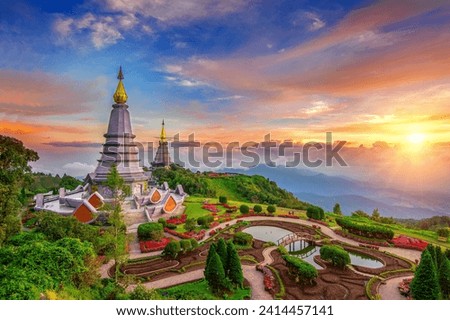 The best of landscape in Chiang mai. Pagodas Noppamethanedol Royalty-Free Stock Photo #2414457141