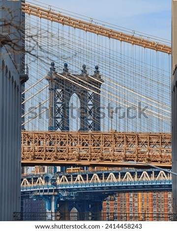 Brooklyn Bridge and Manhattan Bridge overlap in one photo. Brooklyn, NYC 