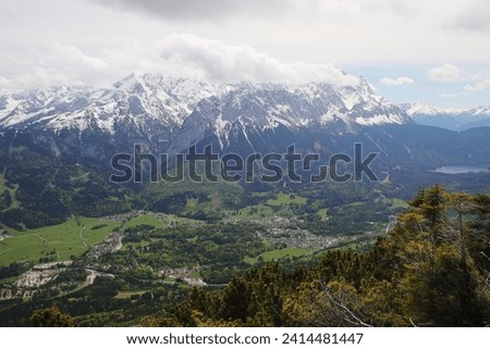 View from Kramerspitz mountain to Garmisch-Partenkirchen, Upper Bavaria, Germany	 Royalty-Free Stock Photo #2414481447