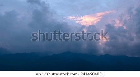 Mountain blue gradient landscape panorama twilight in mountains