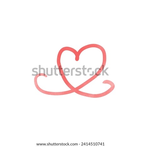 hand drawn red heart clip art Valentine illustration Love day design element Romantic isolated on white background