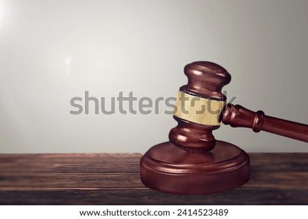 Court of Justice, Judge`s wooden Gavel on The Table