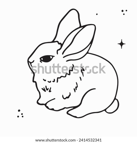 Artistic Cute doodle illustration of a rabbit.Handdrawn  illustration isolated on white bkgr.B and w design for psychology,poster,postcard,label,sticker,t-shirt,web,print,stamp,tattoo,etc.