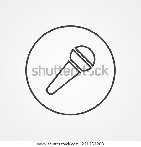 microphone outline thin symbol, dark on white background, logo editable, creative template 