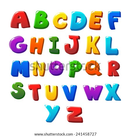 Alphabet colored letters on  a white  background