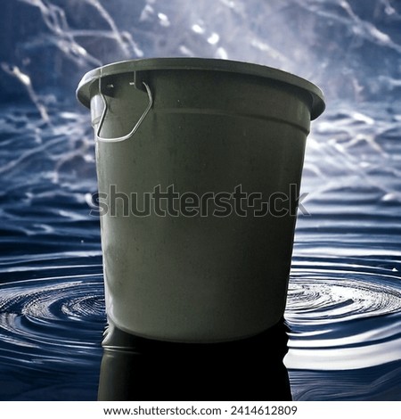 plastic bucket in dark green color
