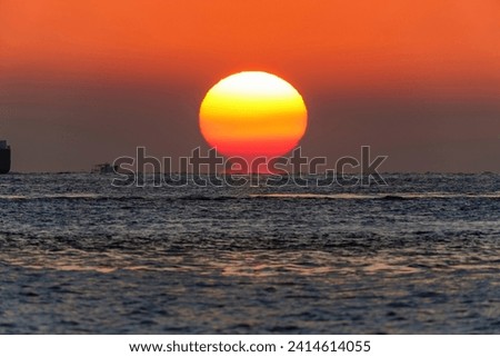 Fantastic Dharma sunset scenery seen in Akashi Strait