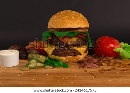 hamburger fast food close up
