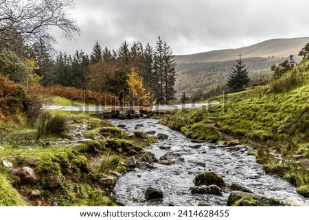 Brecon Beacons Blaen y Glyn Isaf river and waterfall walk. Royalty-Free Stock Photo #2414628455