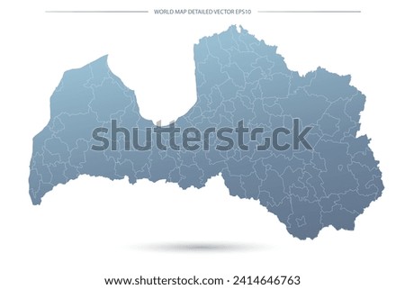 Latvia Map - World Map International vector template with High detailed including grey and blue gradient color and white outline color isolated on white background - Vector illustration eps 10