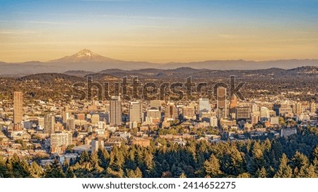 Portland city in the sunset