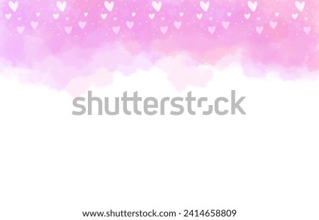 Pastel purple and pink splash watercolor heart valentine day border cute heart frame banner