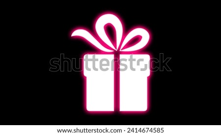Outline neon gift box icon. Glowing neon gift box. Premium gift, luxury present, best surprise. Decorations balls garlands, bright colors decor. 3d render