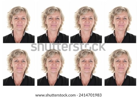 woman id senior portrait for identity card photo or passport id card Visa picture for papers in studio against white wall background