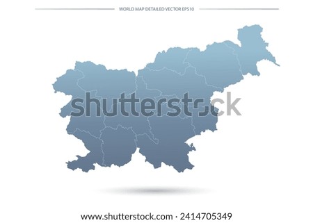 Slovenia Map - World Map International vector template with High detailed including grey and blue gradient color and white outline color isolated on white background - Vector illustration eps 10