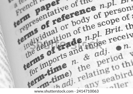 Terms of trade Dictionary Definition close up