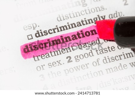 Discrimination  Dictionary Definition single word with soft focus Royalty-Free Stock Photo #2414713781