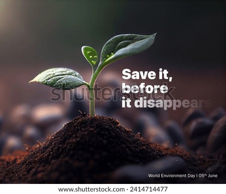 World Environment Day Poster. Importance of Protecting Nature. Happy Nature Day. Plant Growing Royalty-Free Stock Photo #2414714477
