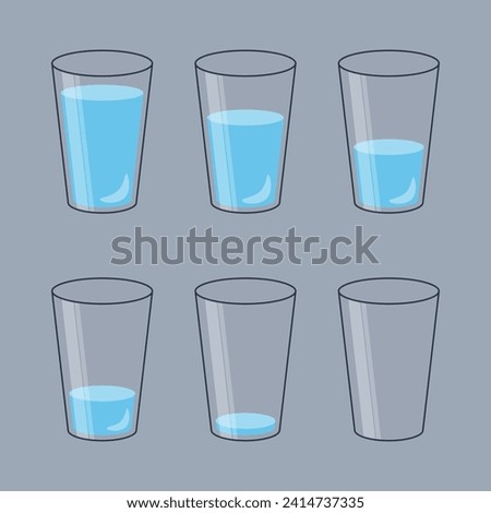 Glass of water infographic. Empty and full glass of water