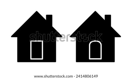 Silhouette of home icon set vector. Building flat icon illustration isolated on white background.
