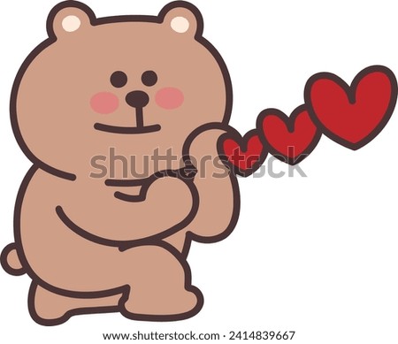 Cartoon bear proposing marriage to someone. Vector illustration isolated on a transparent background.