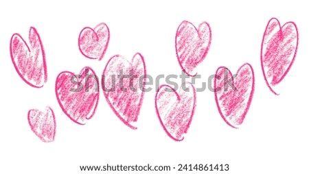 Pink lined heart isolated on white background.