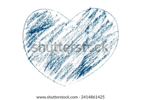 Blue heart with lines isolated on white background.