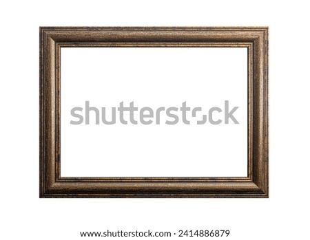 Antique gold frame isolated on white background. Gold picture frame.