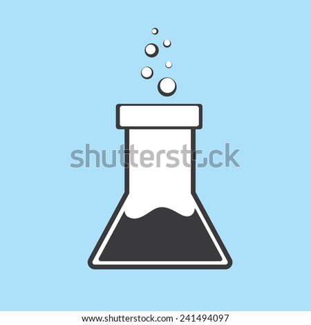 vector Chemical test tube. laboratory glass on blue background. Vitro.vector