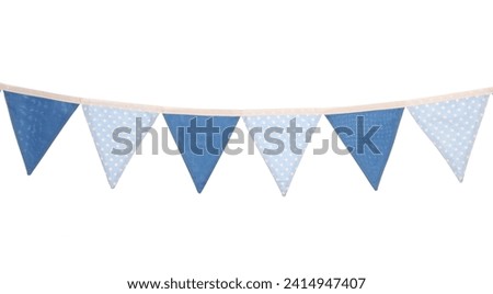Blue boys birthday party bunting isolated on a white background Royalty-Free Stock Photo #2414947407