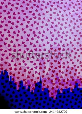 Silhouette of skyscrapers on a pink background full of falling hearts