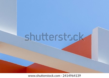 Abstract architecture background. Close-up of a geometric wall structure design. Contemporary, modern, minimalist architectural photography detail. Cement volumes fragments made a dynamic composition