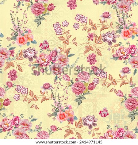 Beautiful seamless pattern painting wiht flower, botany. print for fabric, textile, 