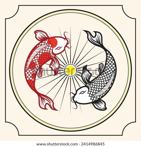 Handrawn Graphic Koi Fish Vector Design Illustration