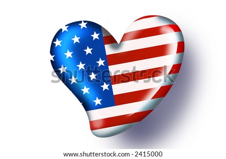 american flag in love - with path - heart collection